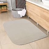 CARPETIA Weicher Badezimmer Teppich mit abgerundeten Ecken | waschbar | in beige, 60x100 cm