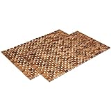 WohnDirect rutschfeste Holz Badematte Natur 2er Set 40x60 - Nachhaltige, Robuste Holzmatte für Badezimmer,…
