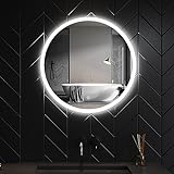 SONNI Badspiegel mit Beleuchtung Rund 60 cm Beschlagfrei Runder Badspiegel mit LED-Beleuchtung LED Badspiegel…