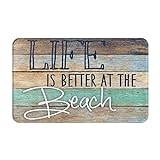 Life is Better at The Beach Vintage Badezimmerteppich, weich, rutschfest, saugfähig, für den Innenbereich,…