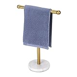 Gold Handtuchhalter Ständer mit schwerem Marmorboden, T-förmiger Handtuchhalter, freistehend für Badezimmer…