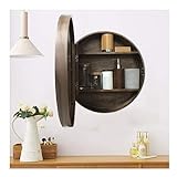 Moderner Wand Badezimmer Spiegelschränke, Runder Hängender Aufbewahrungsschrank für Medizin, für Wohnzimmer Küche Schlafzimmer,Braun,60cm