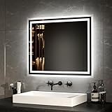 EMKE LED Badspiegel mit Beleuchtung 50x60cm LED Wandspiegel Warmweißes Licht und Kaltesweißes Licht…
