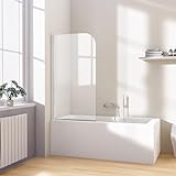Heilmetz® Duschwand für Badewanne 80 x 140 cm Duschabtrennung Badewannenaufsatz 180° Drehbarer Duschtrennwand…