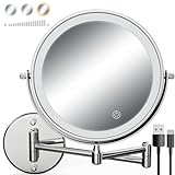 SanaWell Make-up-Spiegel mit LED-Licht, 20.3 cm, doppelseitig, 1-fach/10-fache Vergrößerung mit 3 Farblichtern,…