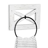 Ilyapa Rustikaler Handtuchring für Badezimmer, Wandmontage, Handtuchhalter aus weißem Holz und schwarzem…