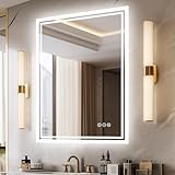 LUVODI LED Badspiegel mit Hintergrundbeleuchtung 50x70cm: Dimmbar Wandspiegel Badezimmerspiegel Warmweiß…