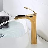Gold Badezimmer Wasserhahn Einloch Wasserfall Badezimmer Waschbecken Wasserhahn Gefäß Waschtisch Wasserhahn…