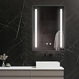 ApeJoy® LED Badspiegel 50 x 70 cm mit Beleuchtung und Antibeschlage, Badezimmerspiegel LED Dimmbar Wandspiegel…