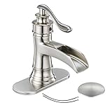 Homevacious Badezimmer-Wasserhahn, gebürstetes Nickel, Einloch, Waschtisch mit Pop-Up-Ablaufgarnitur,…