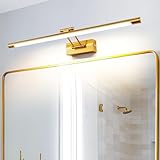 MantoLite Dimmbare Bilder Licht 12W,Messing Badezimmerspiegel LED Wandleuchte Beleuchtung mit Schwenkbarem…