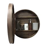 Runder Spiegelschrank aus Holz mit Licht, massives Holz, Anti-Beschlag-Badspiegel/Wandmontage, runder Kosmetikspiegel (Walnuss, 50 x 50 cm)