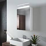 EMKE Spiegelschrank Bad mit Beleuchtung Badezimmer spiegelschrank 50x14,5x65(BxTxH) cm Spiegelschrank…