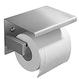 ZUNTO Toilettenpapierhalter mit Ablage Klopapierhalter Ohne Bohren Edelstahl WC Papierhalter Selbstklebend oder Wandmontage