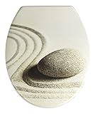 WENKO WC-Sitz Sand and Stone, Toilettensitz mit Hygienebefestigung aus rostfreiem Edelstahl, Toilettenbrille…