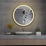 MIQU Badspiegel LED 60 x 60 cm Rund Badezimmerspiegel mit Beleuchtung warmweiß/kaltweiß dimmbar Lichtspiegel…