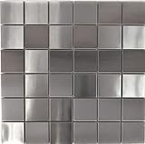 Mosaik Fliese Edelstahl silber silber Stahl gebürstet für WAND BAD WC KÜCHE FLIESENSPIEGEL THEKENVERKLEIDUNG…