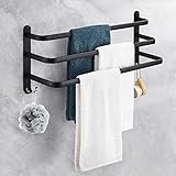 Handtuchhalter Schwarz Ohne Bohren Handtuchstange,Aluminium Selbstklebend Badetuchhalter, Wand 3-Stöckig…