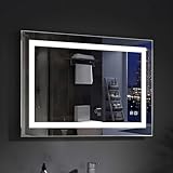 MEESALISA Lisa LED Badspiegel 90x60 cm mit Beleuchtung Rechteckig Badezimmer Wandspiegel Antibeschlage…