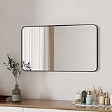 Boromal Badezimmerspiegel 100x60cm Spiegel Badspiegel Vertikal/Horizontal Dekorative Wandspiegel für…
