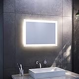 SONNI Badspiegel mit LED-Beleuchtung 50×70 cm Warmweiß Wandschalter Badezimmerspiegel Wandspiegel IP44…