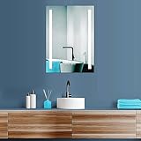 HOKO® Badezimmerspiegel, LED, 60 x 80 cm, mit Digitaluhr, Anti-Beschlagschutz, kaltes weißes Licht,…