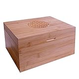 Miracles Dekorative Box und Organizer aus Bambus mit Blume des Lebens für Ihre persönlichen Gegenstände und Accessoires. natürliche Holzverarbeitung, glatte Oberfläche,