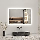 Biubiubath 80x60cm LED Badspiegel mit Touch-Schalter,Badspiegel mit Beleuchtung,Beschlagfrei,Badezimmerspiegel…
