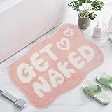 Waslary Get Naked Badmatte 50×80cm, Badezimmerteppich Badmatten rutschfest Absorbierende Badteppich,Rosa