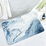 MitoVilla Blauer Marmor-Badezimmerteppich, moderne abstrakte Badematten für Badezimmer, rutschfest,…