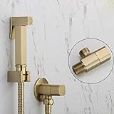 FZHLR Bidet Armaturen Wand Gebürstet Gold Kaltes Wasser Toilette Eckventil Hand Hygienic Duschkopf Wash…