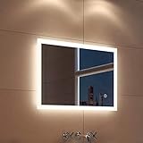 Duschdeluxe Badspiegel mit Beleuchtung 50 x 70 cm LED Spiegel badezimmerspiegel lichtspiegel nergieeffizienzklasse A ++,Touchschalter + Anti Beschlag, Kaltweiß
