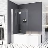 Duschwand für Badewanne,110 x 140 cm Duschabtrennung Sicherheitsglas hell Duschwand Duschabtrennung…