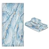 Blueangle 3-teiliges Badhandtuch-Set aus weißem Marmor, weich, saugfähig und umweltfreundlich – inklusive 1 Badetuch, 1 Waschlappen, 1 Handtuch