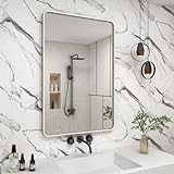 VANLIO Badezimmerspiegel, gebürstetes Silber, 61 x 91 cm, Metallrahmen, rechteckig, Kosmetikspiegel…