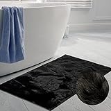 CARPETIA Teppich für Badezimmer edel & weich | rutschfest | in schwarz, 70 x 140 cm