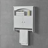 [en.casa] Badezimmerschrank 61 x 53 x 15 cm mit Handtuchhalter Badschrank Wandschrank Schrank Weiß MDF