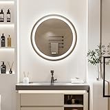 LUVODI LED Badspiegel Rund 60cm, Antibeschlag Wandspiegel Badezimmerspiegel mit 3 Touch-Schalter mit…