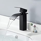 Homelody Wasserfall Wasserhahn Bad Badarmatur Waschtischarmatur Schwarz, Wasserhahn Waschbecken für…
