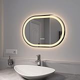EMKE Spiegel mit Beleuchtung 70x50cm Badspiegel LED mit Beschlagfrei und 3 Lichtfarben Dimmbar, Touchschalter,…