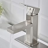 VOTON Badezimmer-Wasserhahn aus gebürstetem Nickel, modernes Design, quadratisch mit einem Griff, Waschbecken,…
