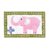 Homescapes Kinderteppich rosa Elefant Bunter Teppich, Vorleger 50 x 80 cm. Farben: Rosa und Weiß. Geeignet…