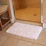 KMAT Badezimmerteppich, Badematte, 50.8 x 81.3 cm, weicher zotteliger weißer Mikrofaser-Duschteppich,…