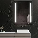 ApeJoy® LED Badspiegel 60 x 80 cm mit Beleuchtung und Antibeschlage, Badezimmerspiegel LED Dimmbar Wandspiegel…