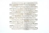 Mosaik Fliese Kalkstein Naturstein weiß Brick Splitface Colonial Limestone 3D für WAND BAD WC DUSCHE…