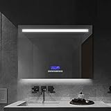 Janboe LED-Spiegel für Badezimmer, Wandmontage, Aluminium Kupfer, LED-Spiegel mit Bluetooth, 800*600mm