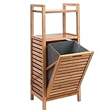 Butlers Big Bamboo Bad Regal mit Wäschekorb aus Bambus - 40x95 cm - Badezimmer-Schrank aus Holz