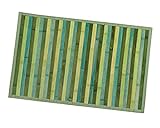 emmevi Bambus-Teppich aus Holz, rutschfest, Fußmatte, Bambus, Küche, Bad, Degradé, 40 x 65 cm, Grün