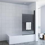 Duschabtrennung Badewanne ohne bohren schwarz 80 x 140 cm Badewannenaufsatz 1 Teilig Duschtrennwand…