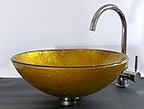 Aufsatz Glas Waschbecken Sol gold rot 42cm rund Waschschale